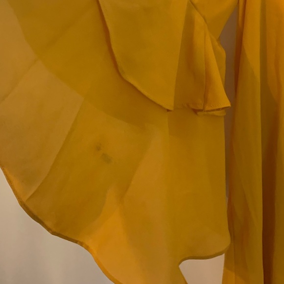 Gianni Bini Mustard Yellow Flounced Sleeve Short Dress Size Large - Picture 8 of 12